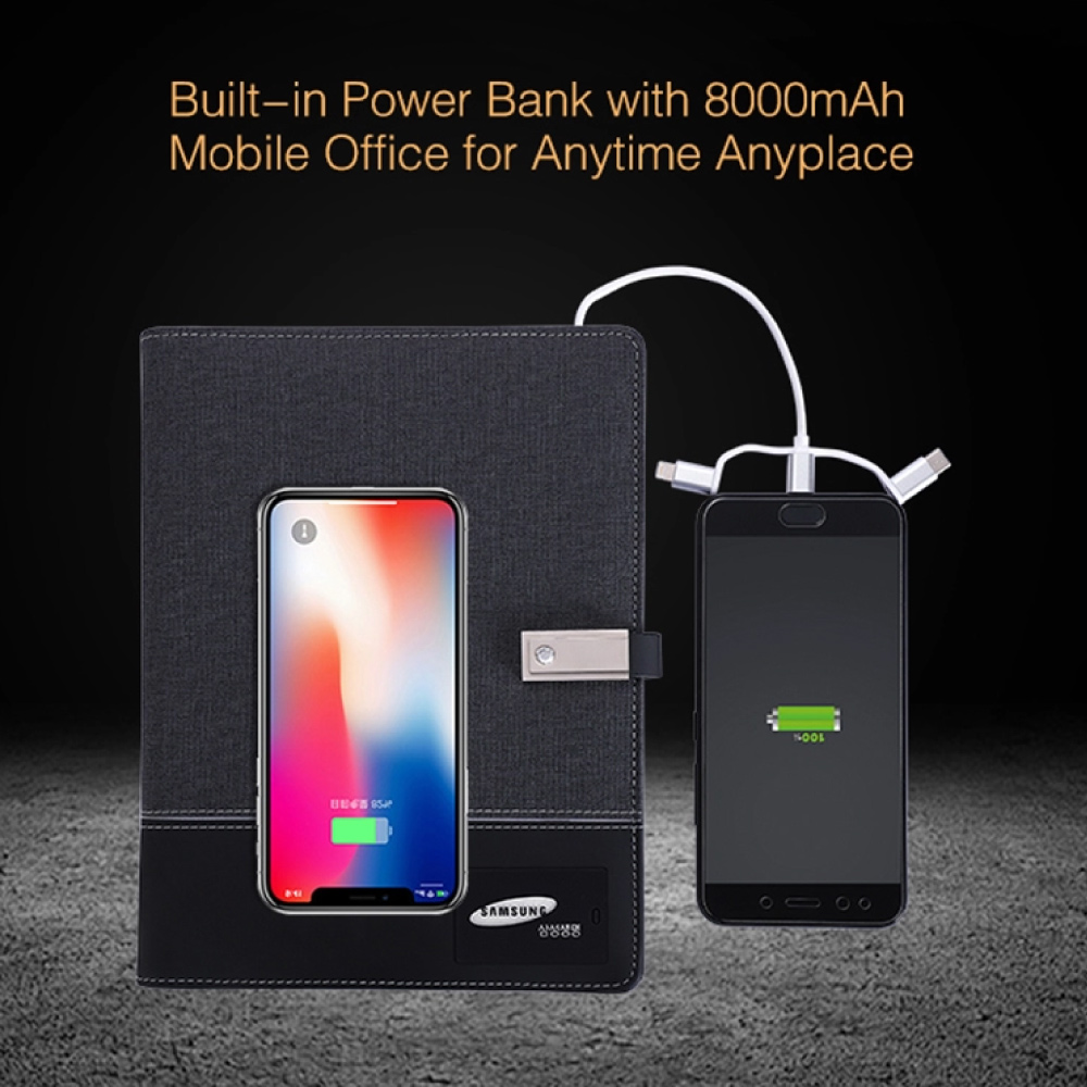 travel wireless charger power bank notebook